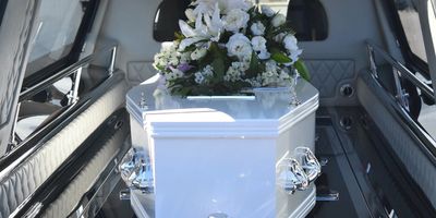 casket in a hearse
